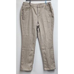 Christopher & Banks Jeans Womens 14 Beige Straight Leg Embellished Pockets
